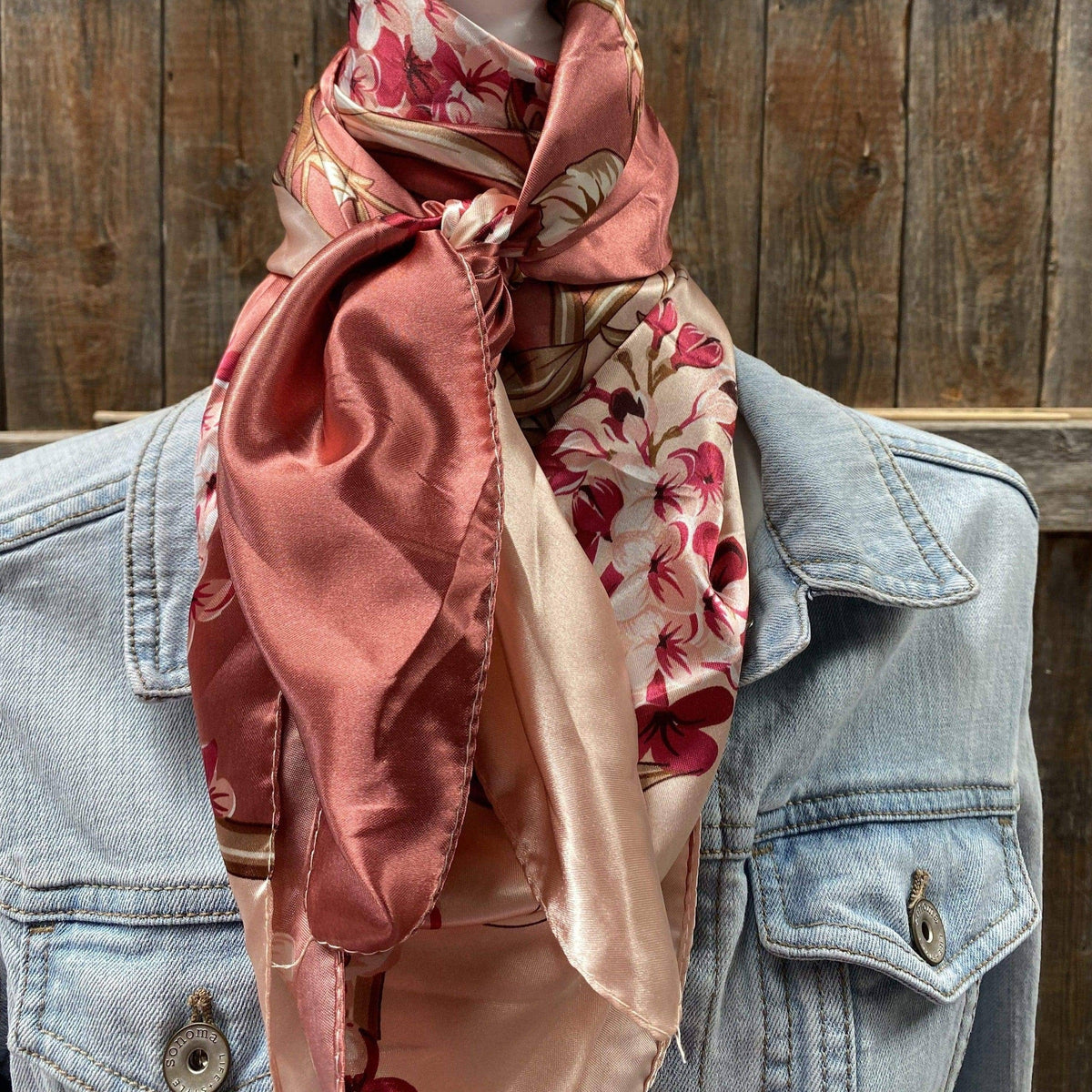 35x35” Raspberry Pink Floral Wild Rag