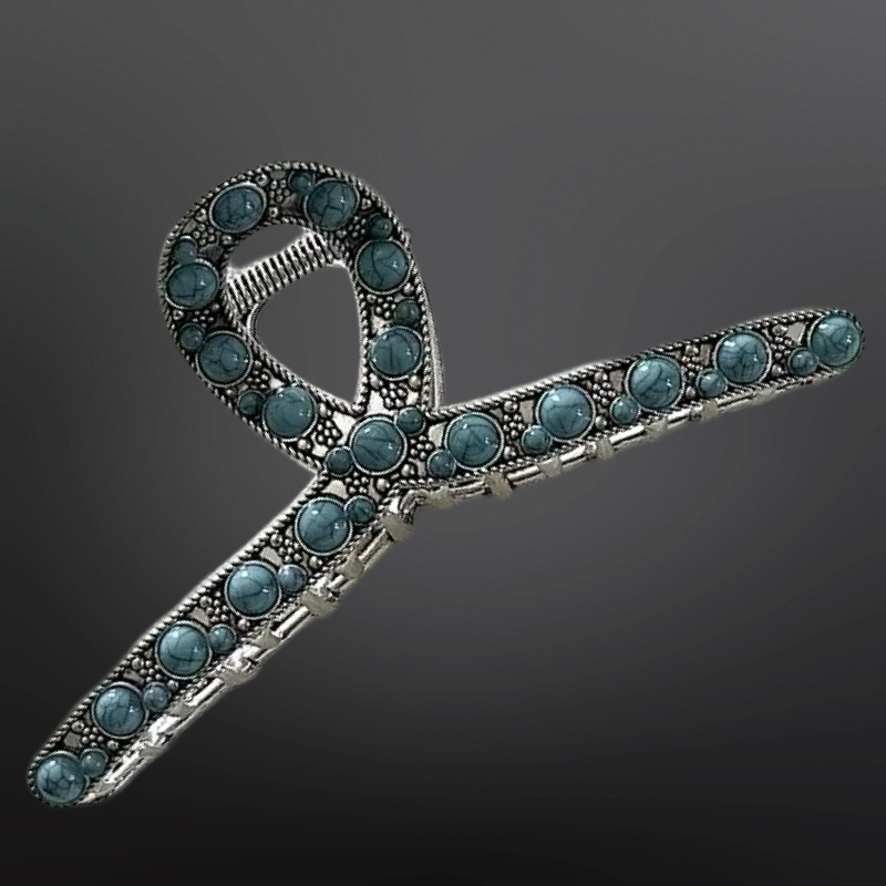 Western Turquoise Coral Claw Clip Beaded Hair Clip
