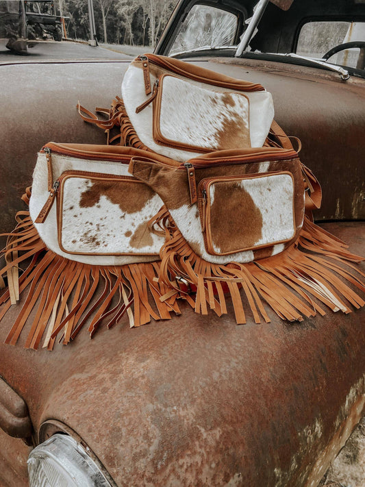 Brown Fringe Cowhide Festival Bag