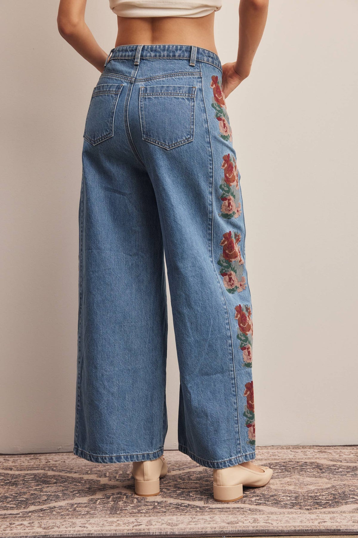 Farrah  embroidered wide leg Jeans