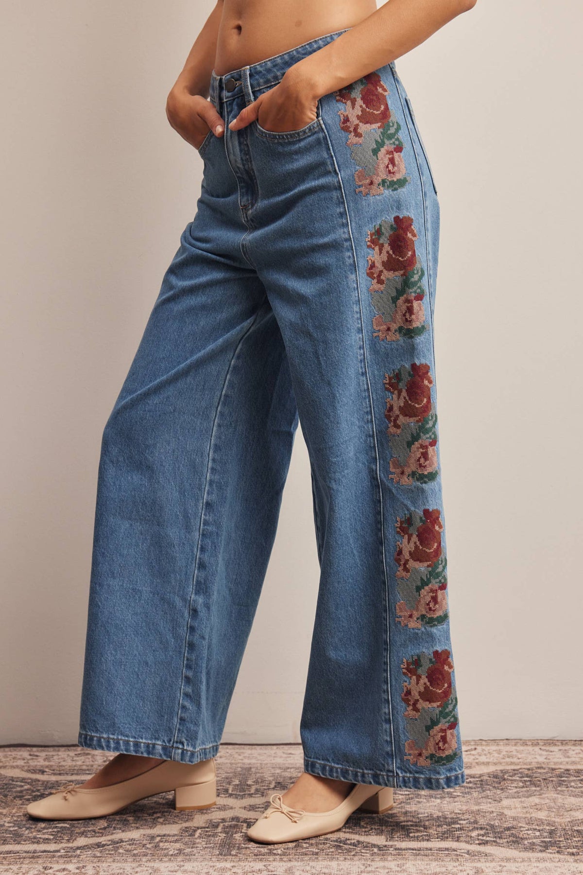 Farrah  embroidered wide leg Jeans