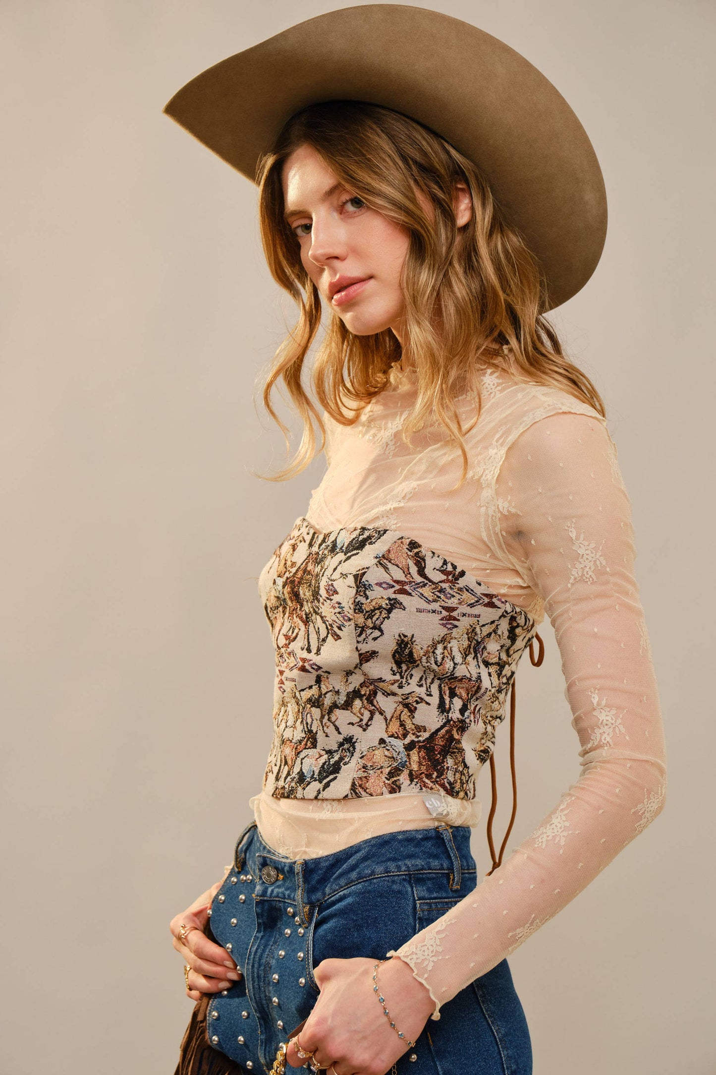 Pony Up Jacquard Corset Top