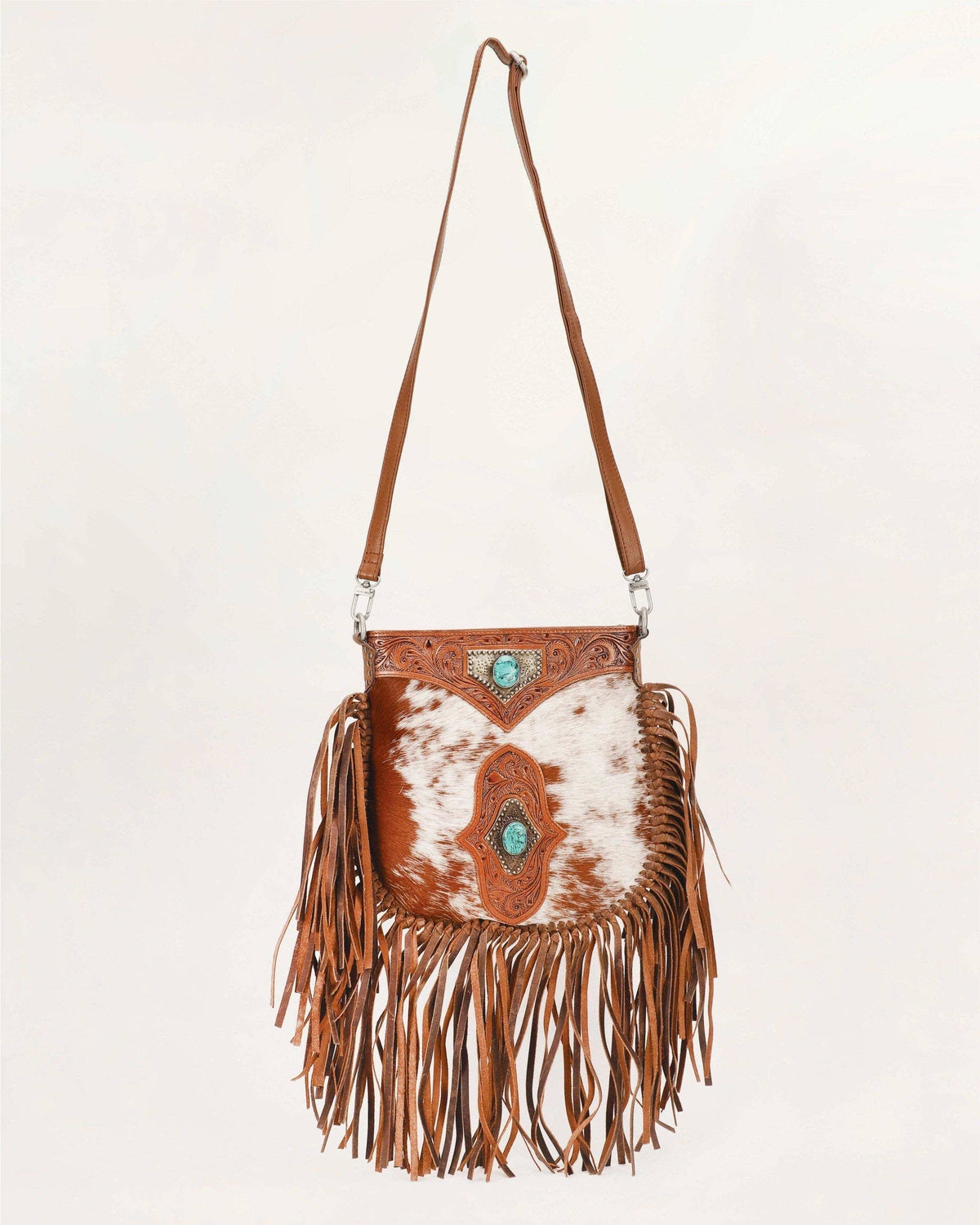 Loyal West Mojave Tassle Bag - Black & White Cowhide
