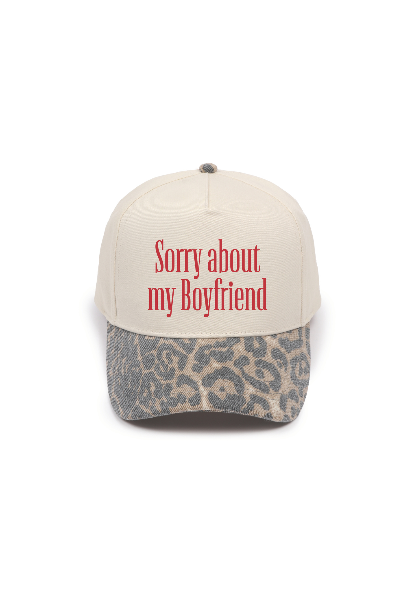 Valentine's SORRY ABOUT MY BOYFRIEND Embroidered Leopard Cap