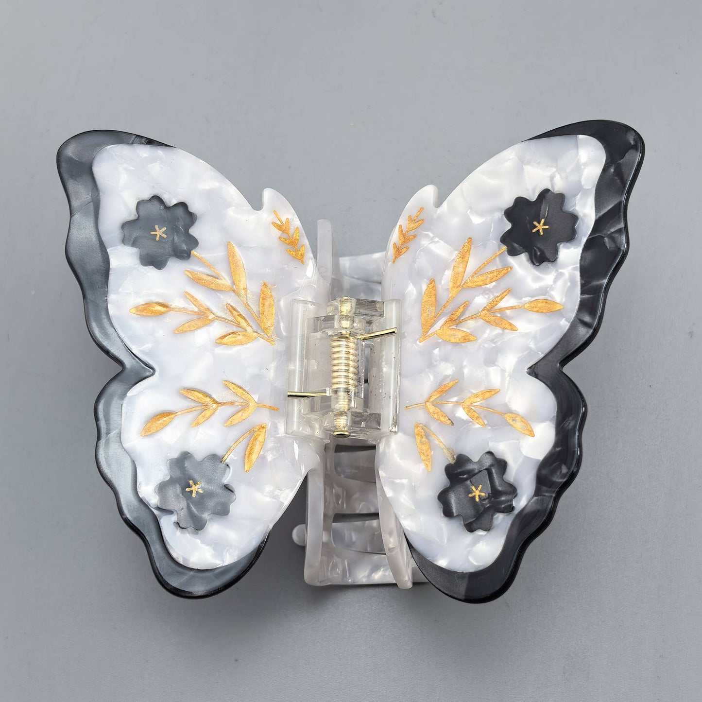 Butterfly Hair Claw, Gold Leaf & Flower Accessory