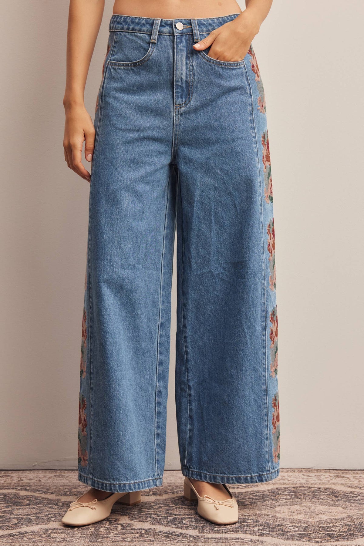 Farrah  embroidered wide leg Jeans