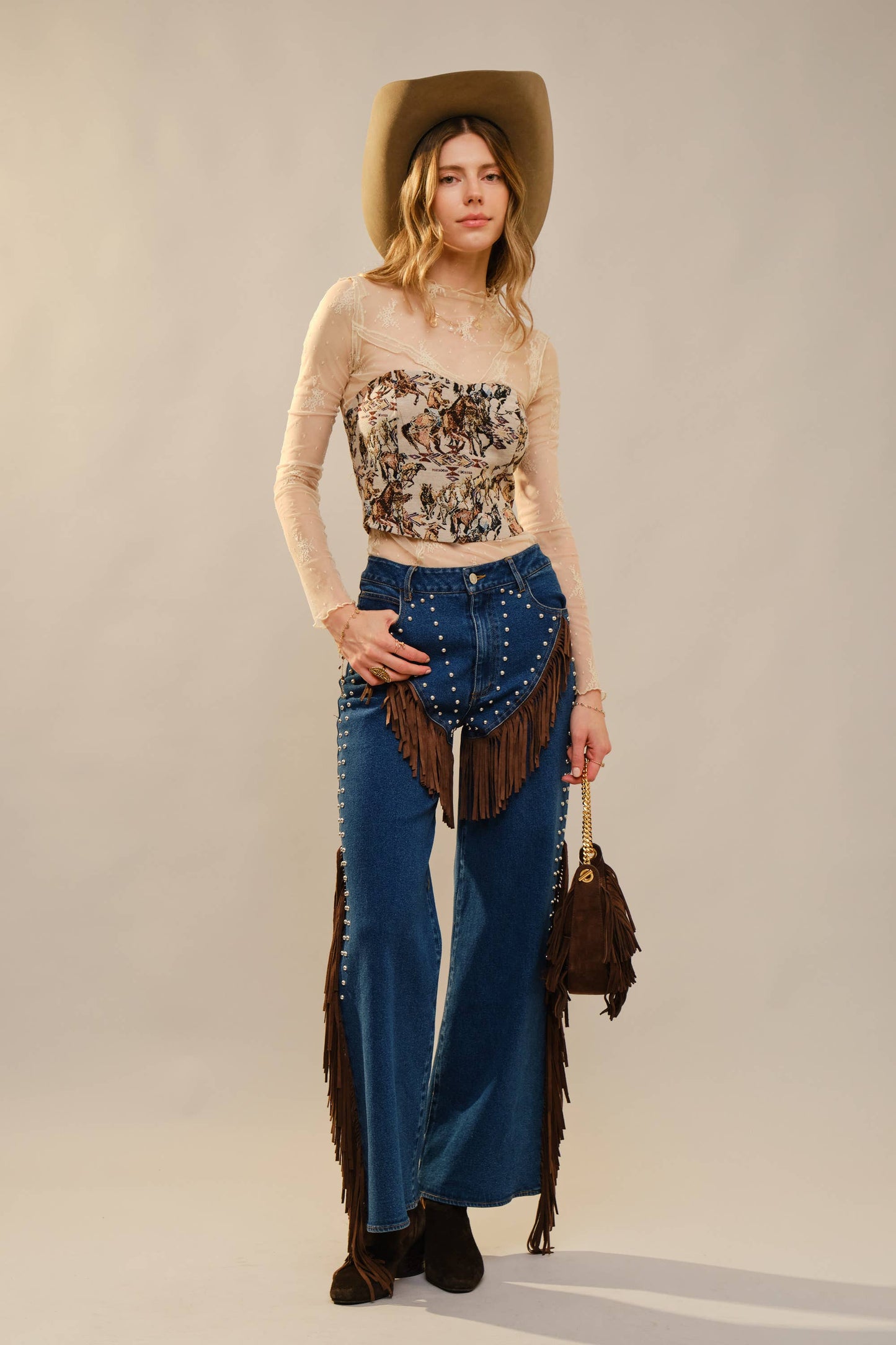 Pony Up Jacquard Corset Top