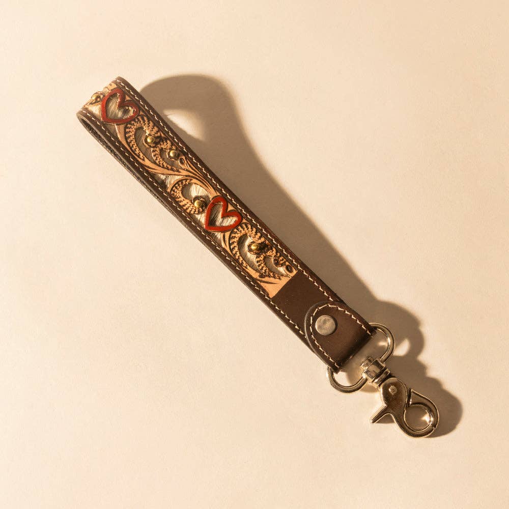 Wildhue Western Key Fob in brown with handtooled detail