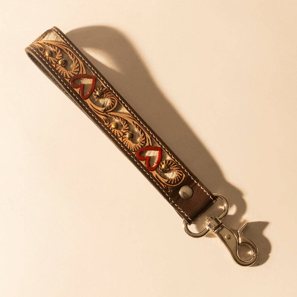 Wildhue Western Key Fob in brown with handtooled detail