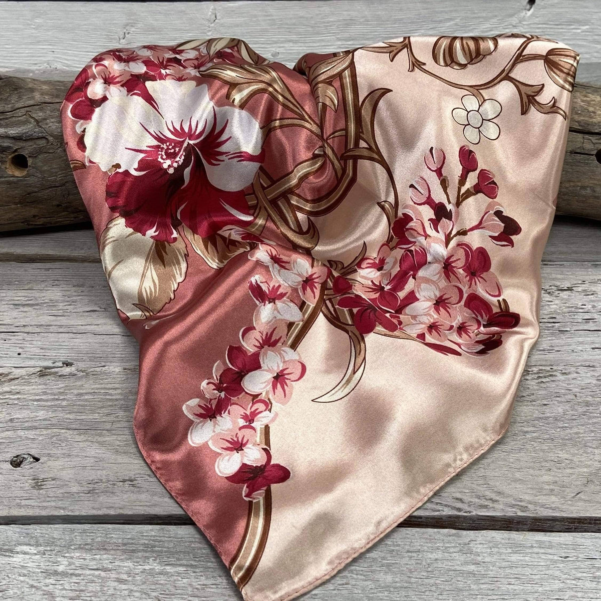 35x35” Raspberry Pink Floral Wild Rag