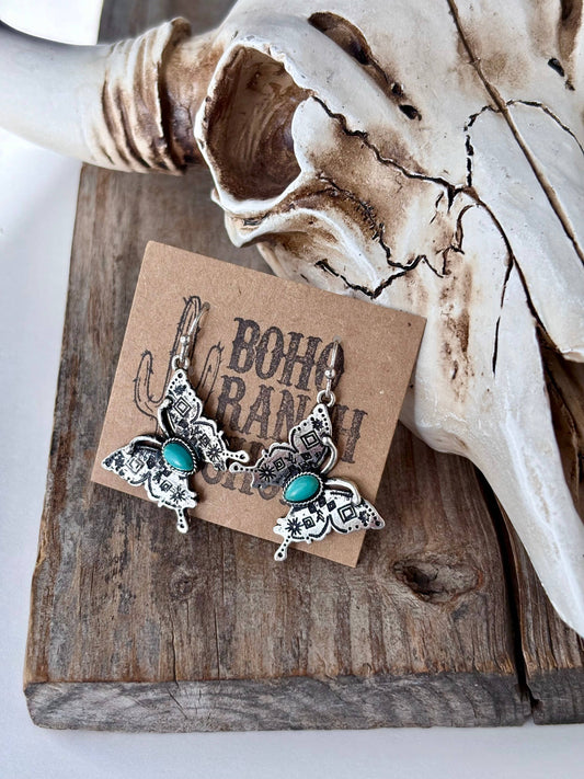 Butterfly Pendant Dangle Earrings