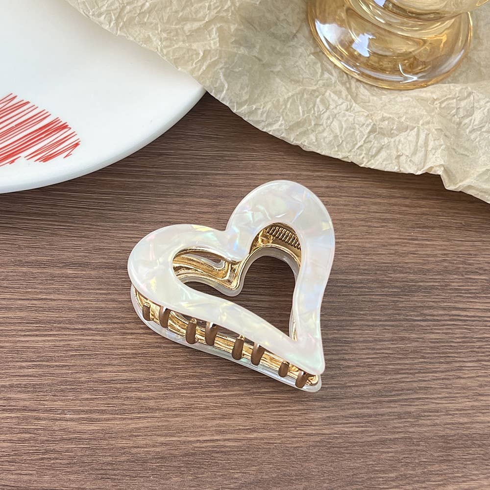 Valentine's Day Hollow Heart Acetate Hair Claw Clip