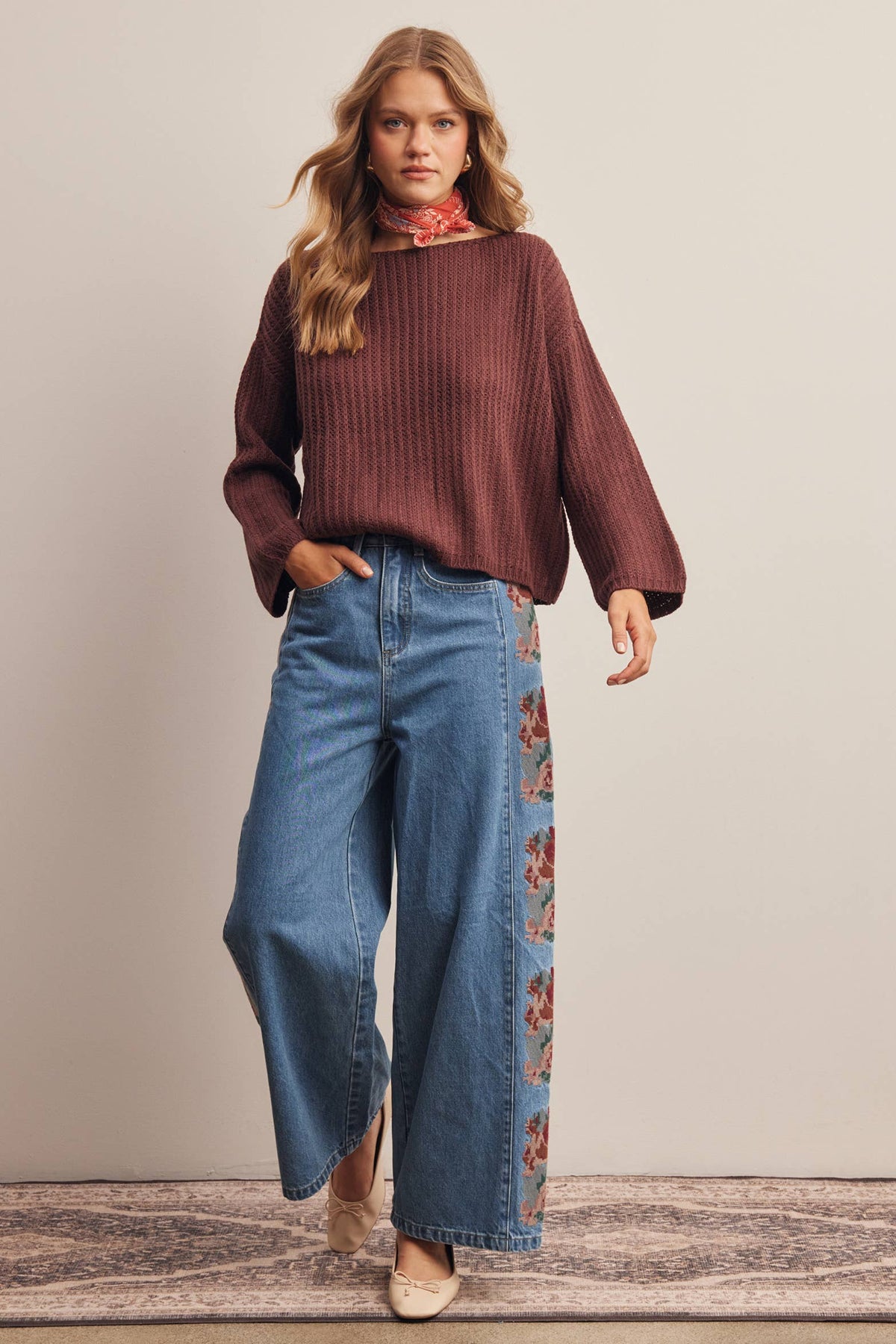 Farrah  embroidered wide leg Jeans