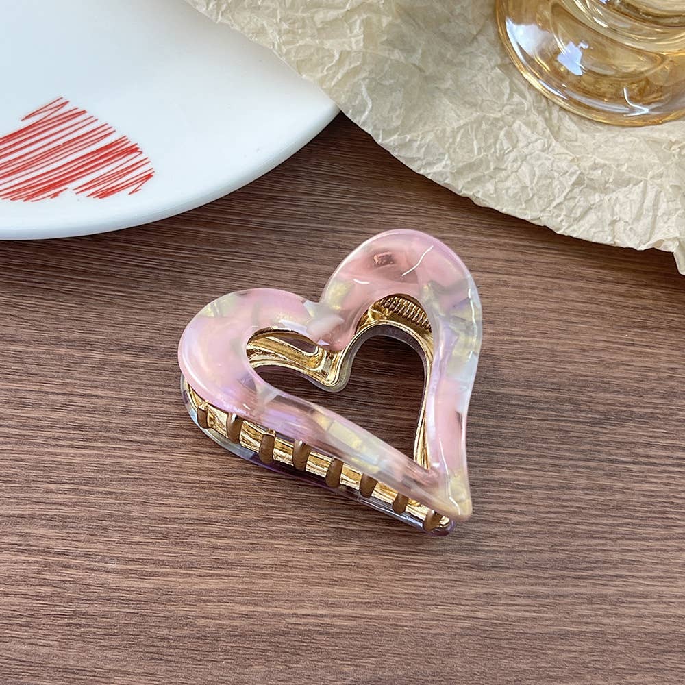 Valentine's Day Hollow Heart Acetate Hair Claw Clip
