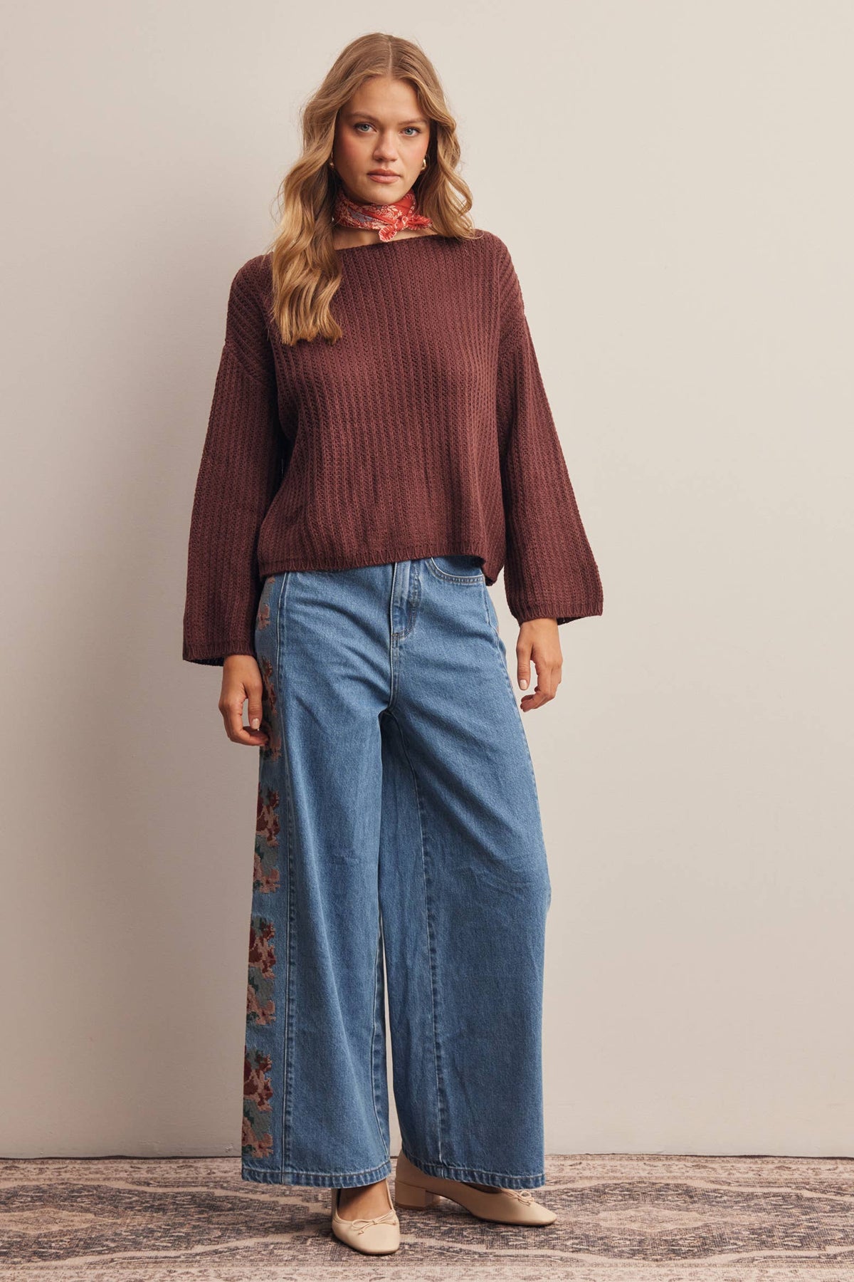 Farrah  embroidered wide leg Jeans