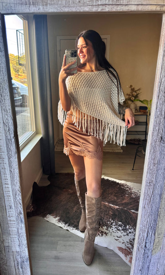 Tivona Crochet Fringe Shawl