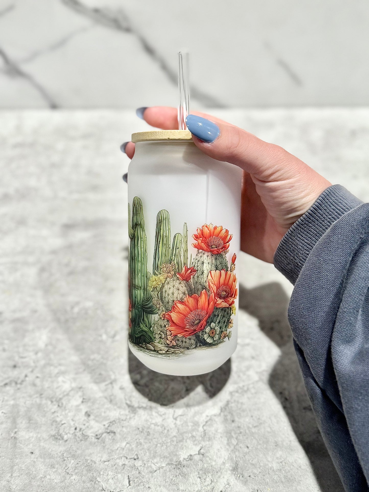 Cowboy Boots and Cactus Glass Can