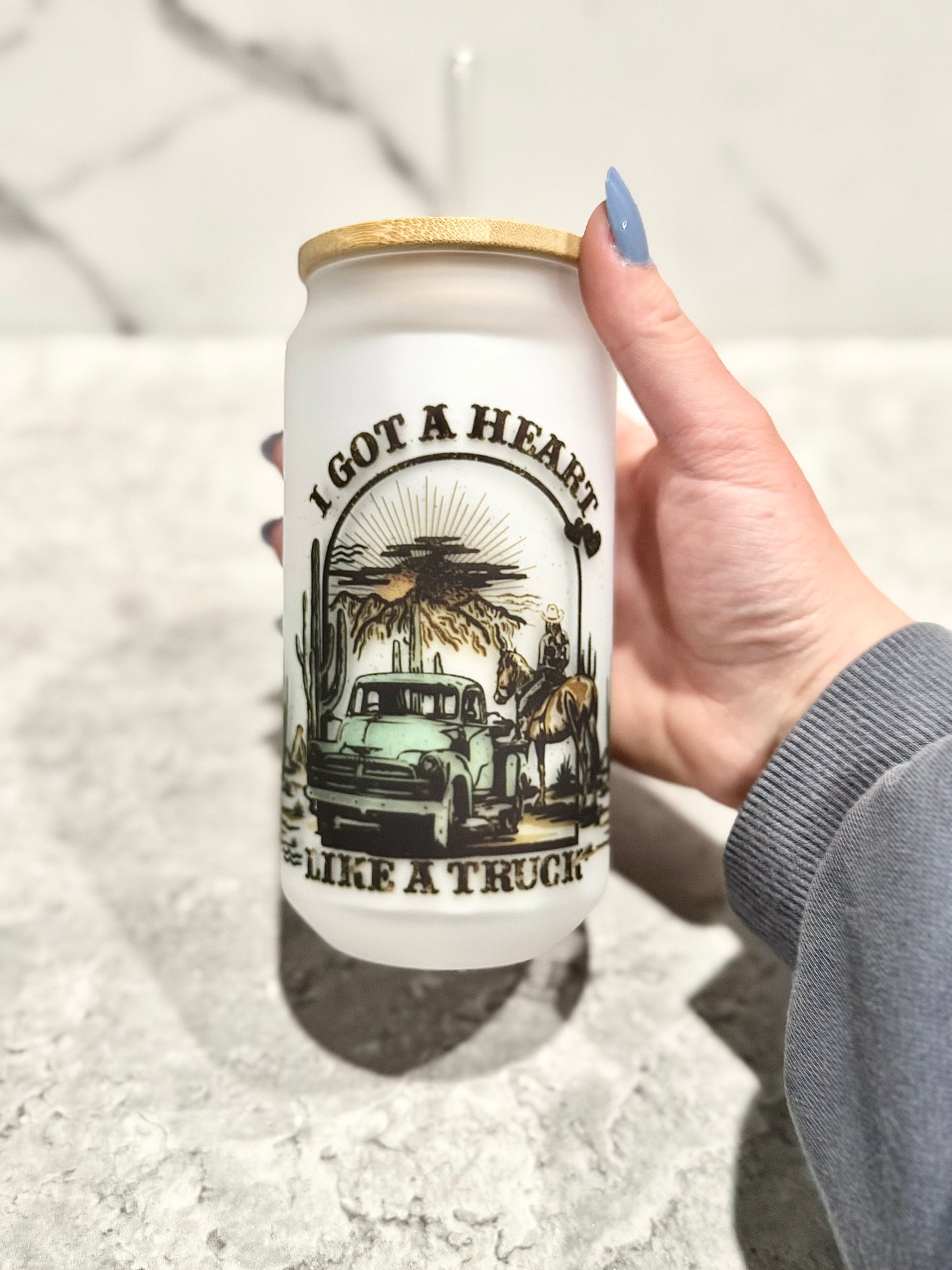 Heart Like A Truck Glass Can
