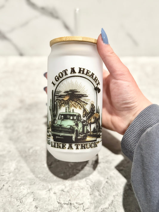 Heart Like A Truck Glass Can