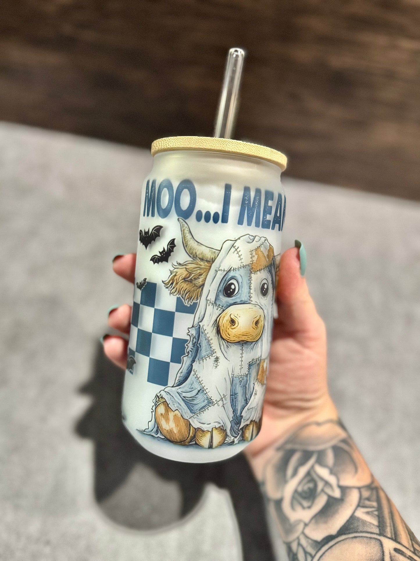 Moo…I Mean Boo Glass Can
