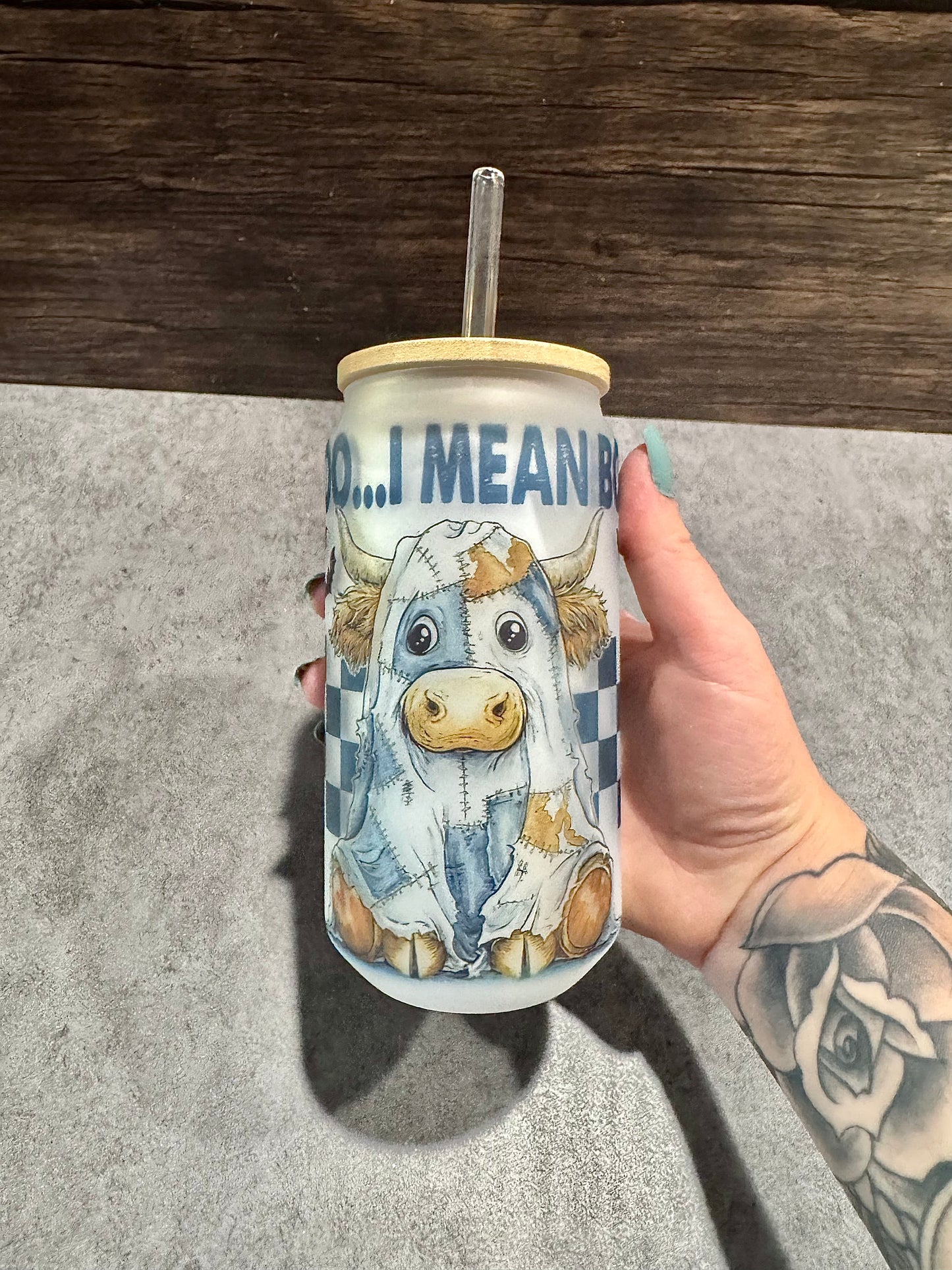 Moo…I Mean Boo Glass Can