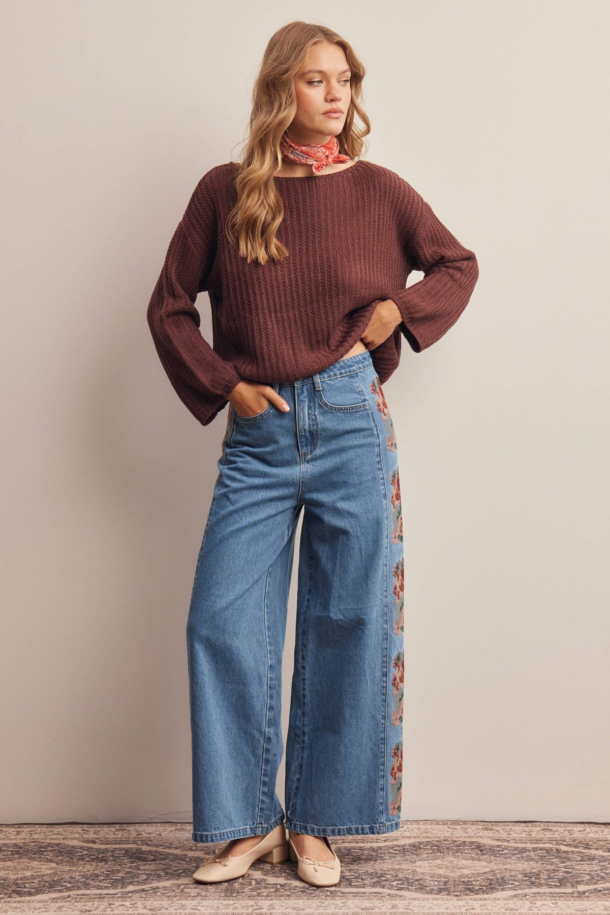 Farrah  embroidered wide leg Jeans