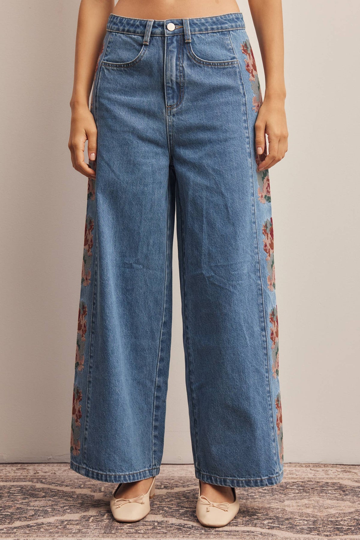 Farrah  embroidered wide leg Jeans