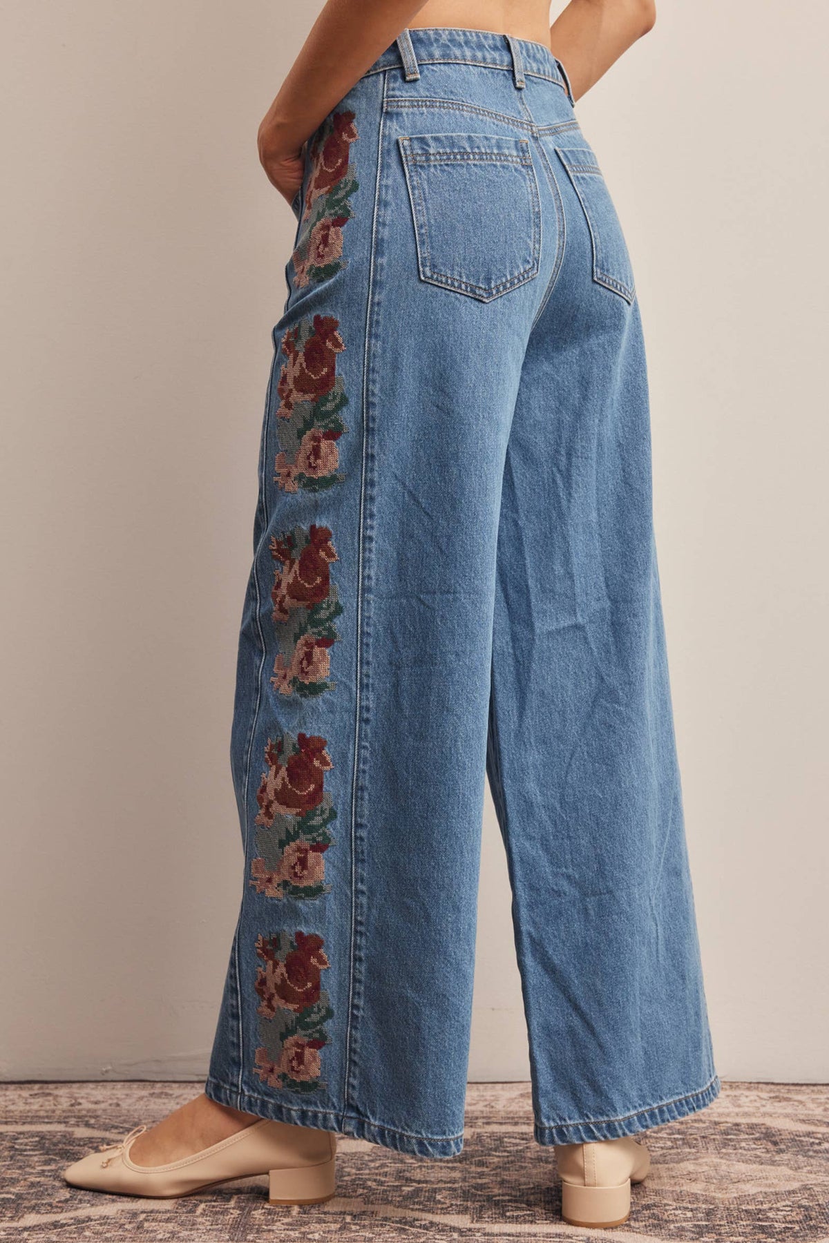 Farrah  embroidered wide leg Jeans