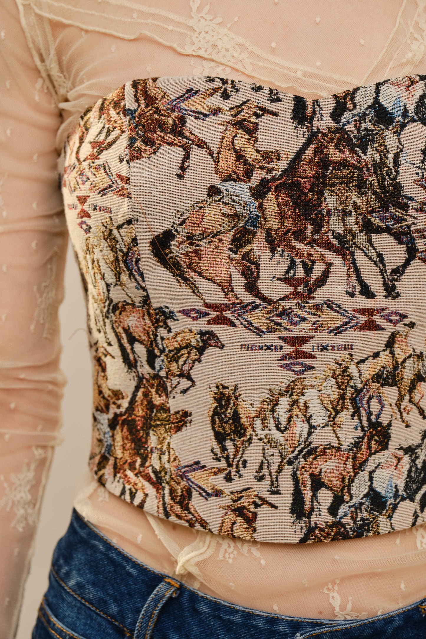 Pony Up Jacquard Corset Top