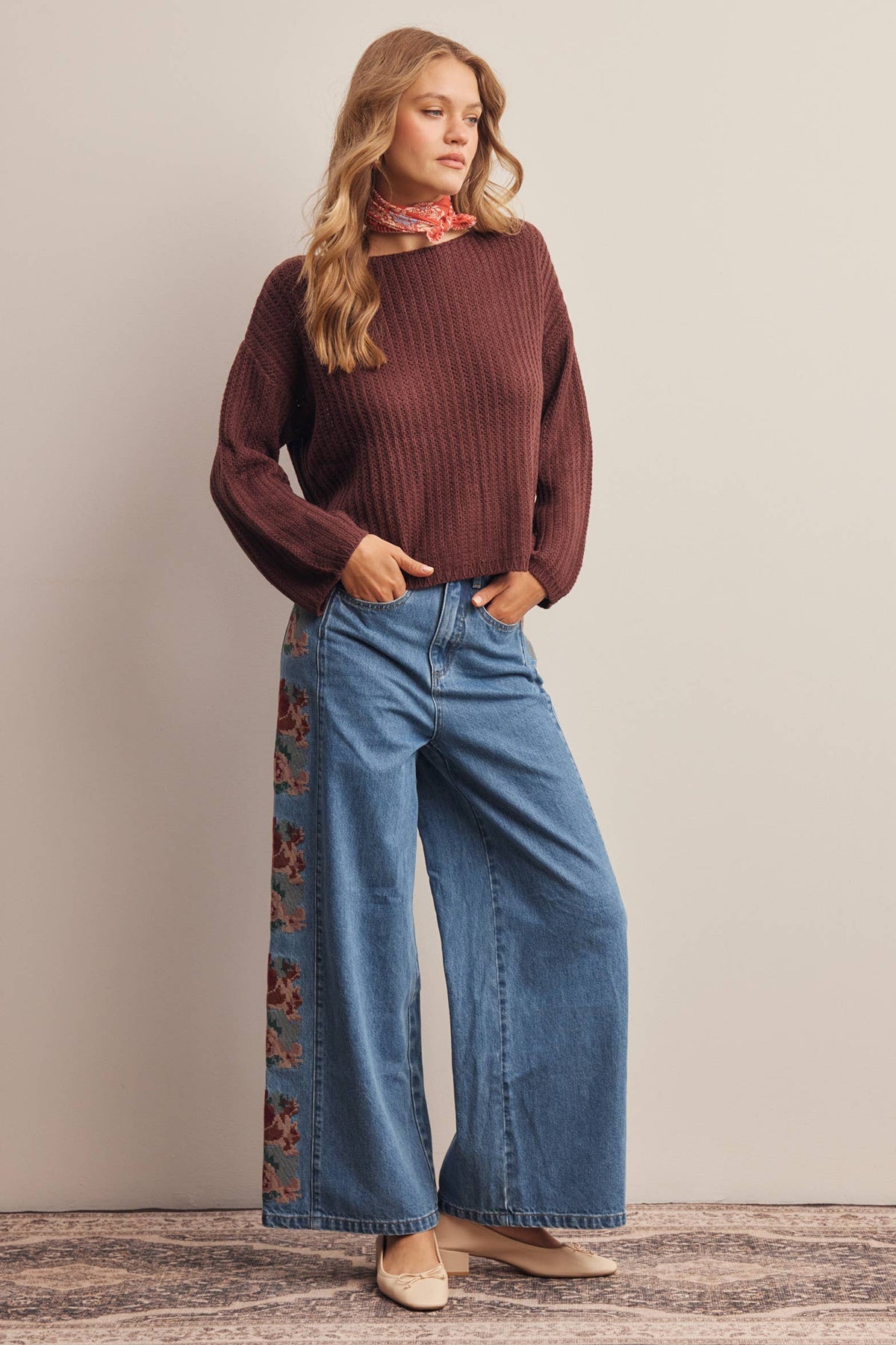Farrah  embroidered wide leg Jeans