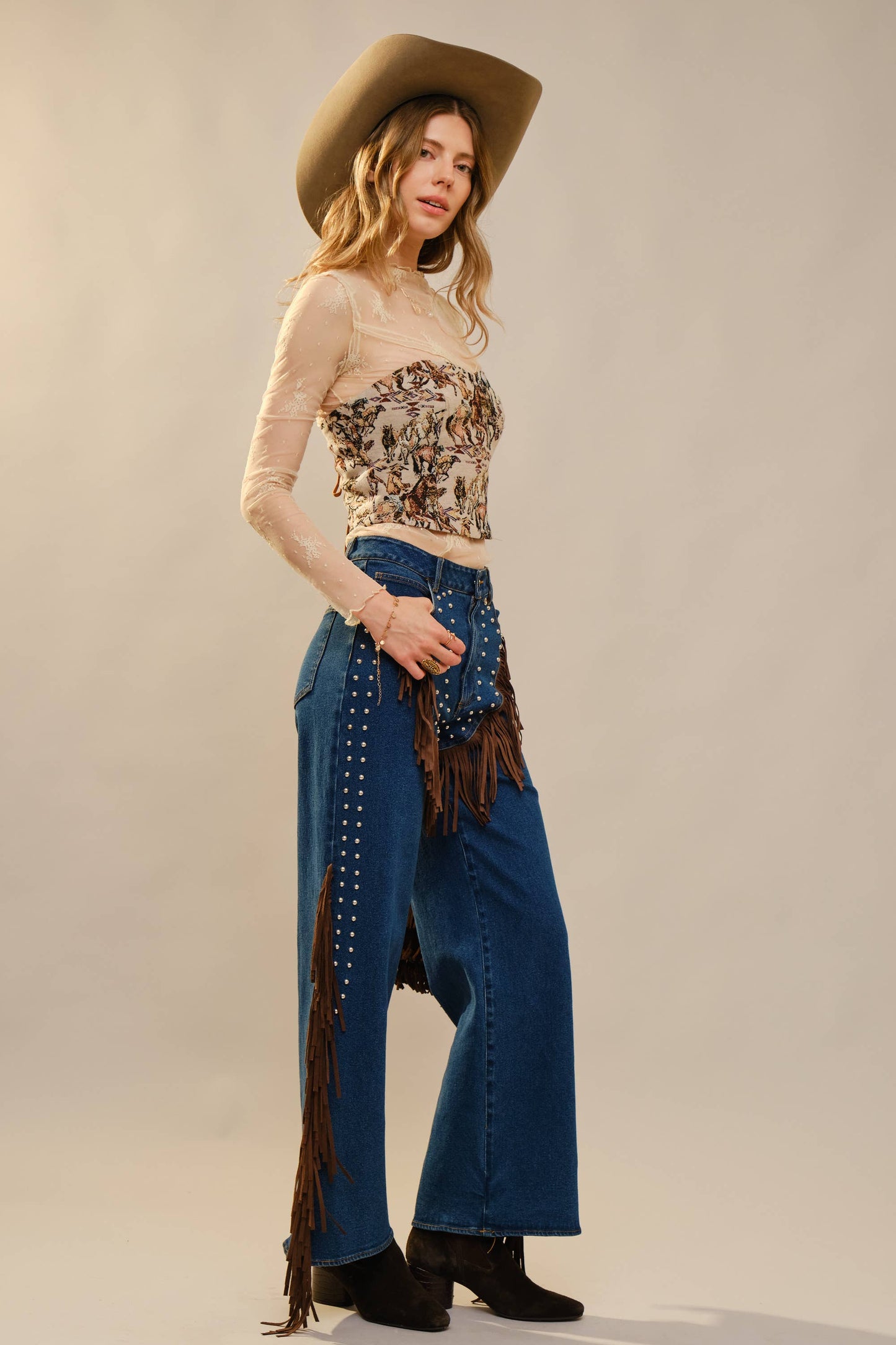 Pony Up Jacquard Corset Top