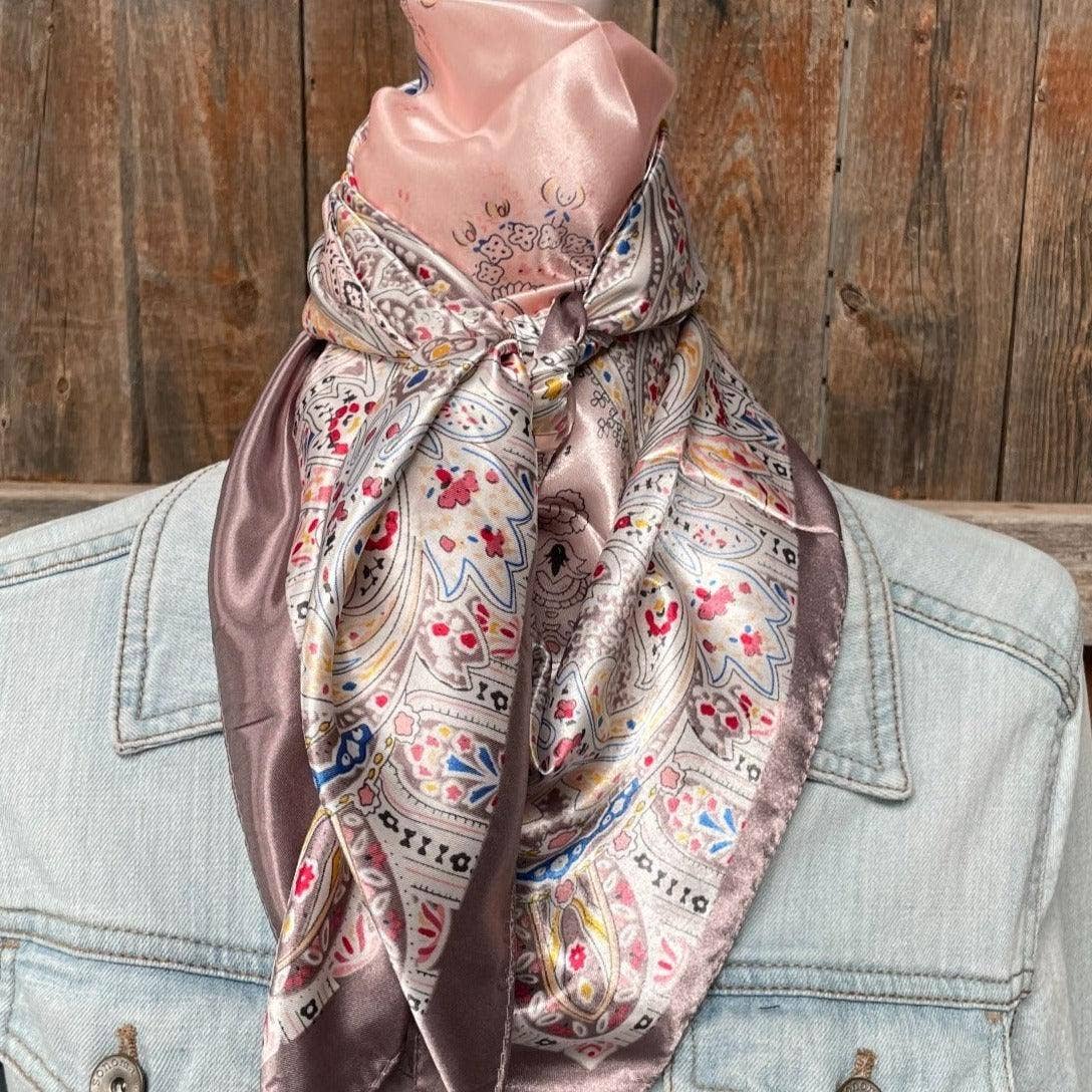 35X35"  Pink Floral Wild Rag