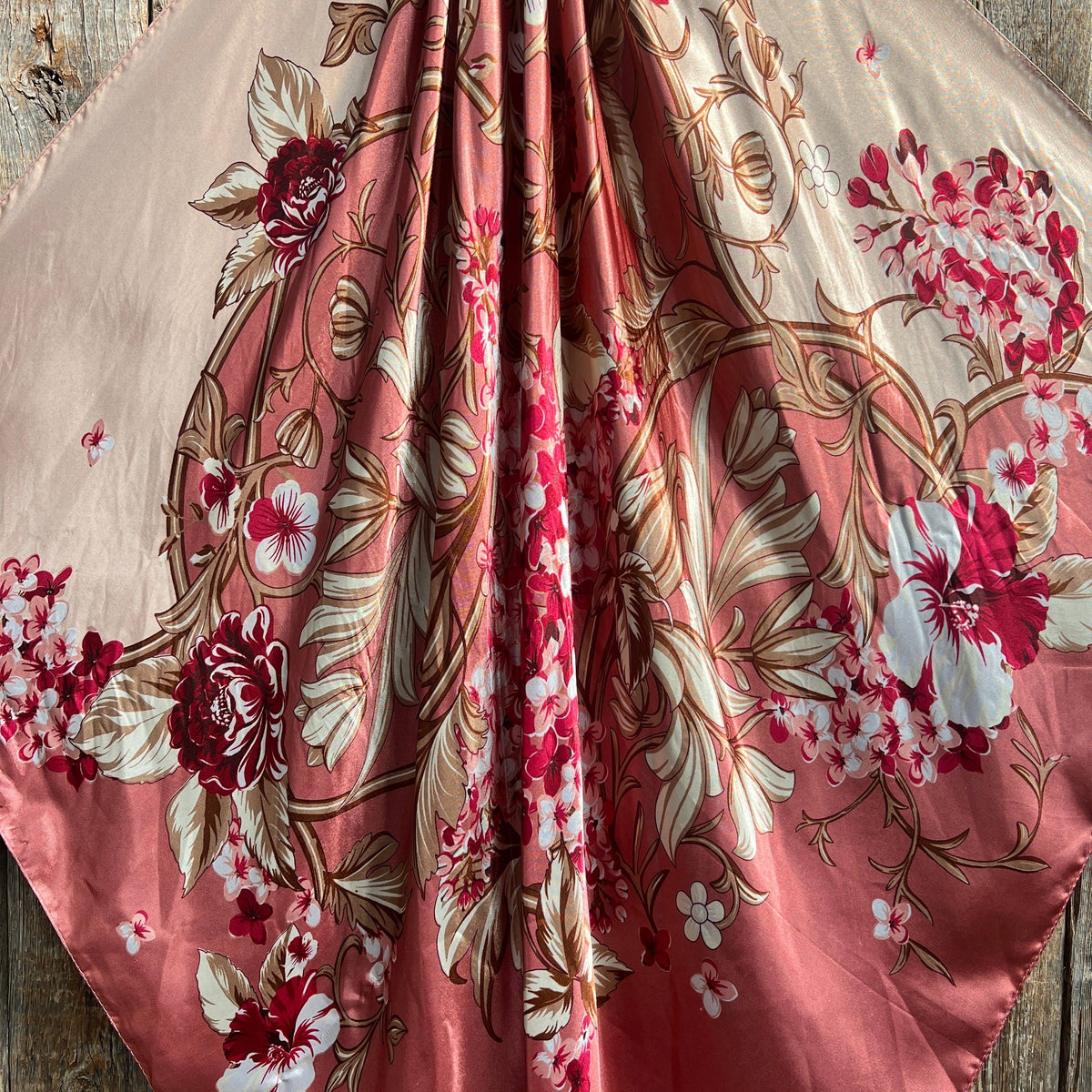 35x35” Raspberry Pink Floral Wild Rag