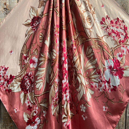 35x35” Raspberry Pink Floral Wild Rag