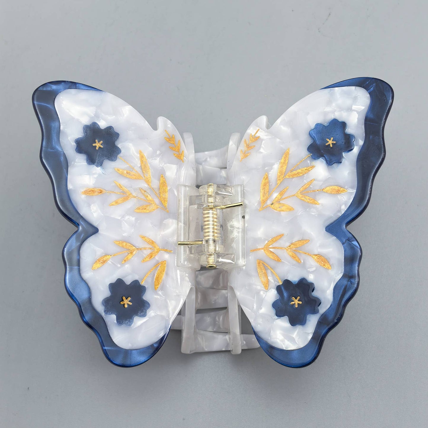 Butterfly Hair Claw, Gold Leaf & Flower Accessory