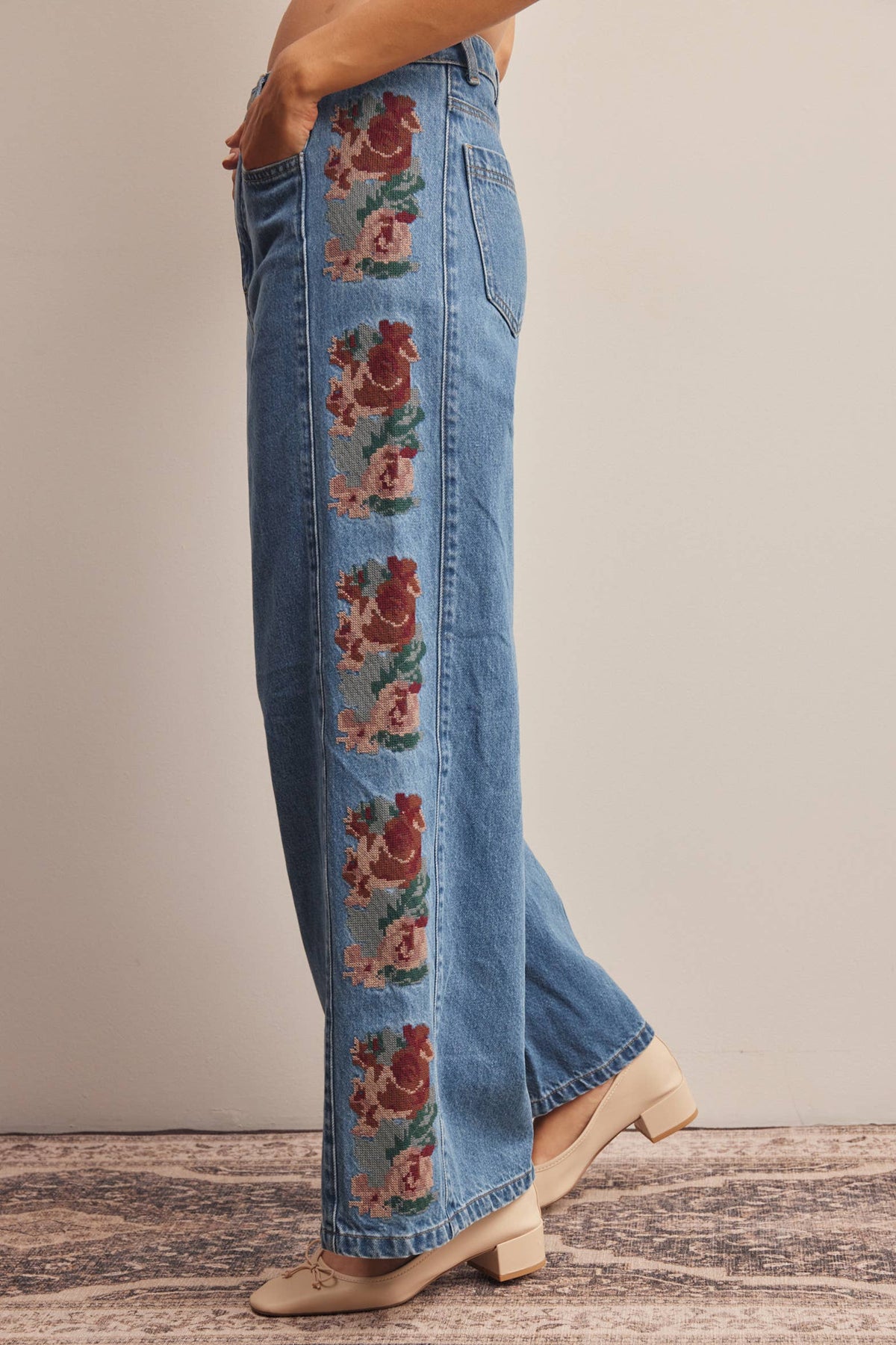 Farrah  embroidered wide leg Jeans