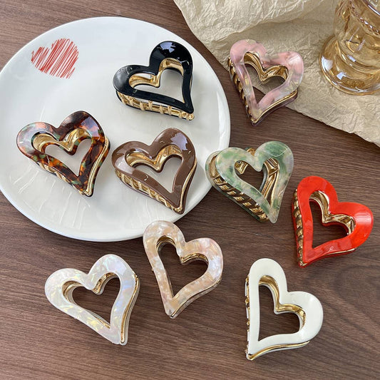 Valentine's Day Hollow Heart Acetate Hair Claw Clip